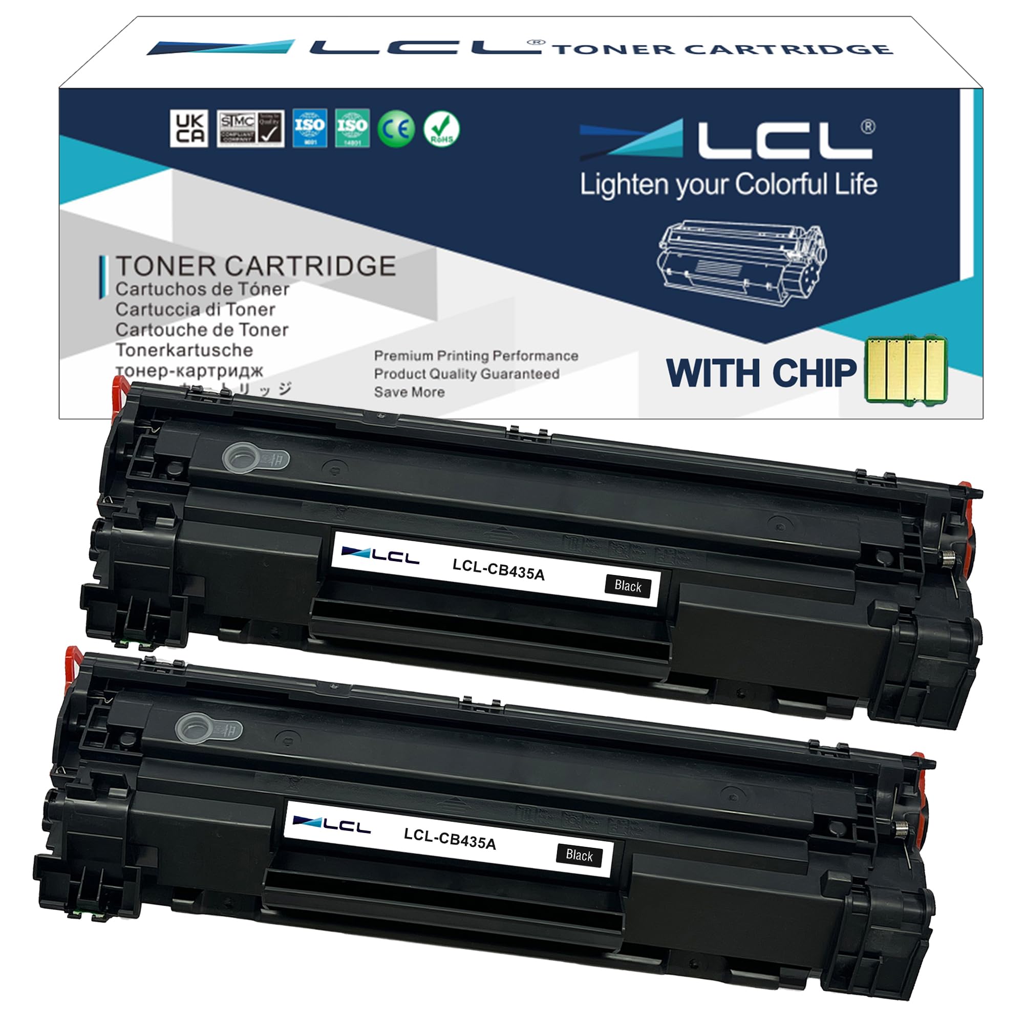 LCL Compatible Toner Cartridge for HP 35A CB435A 2000Pages High-Yield (2-Pack, Black) for HP LaserJet P1002 P1003 P1004 P1005 P1006 P1007 P1008 P1009 Laser Printer