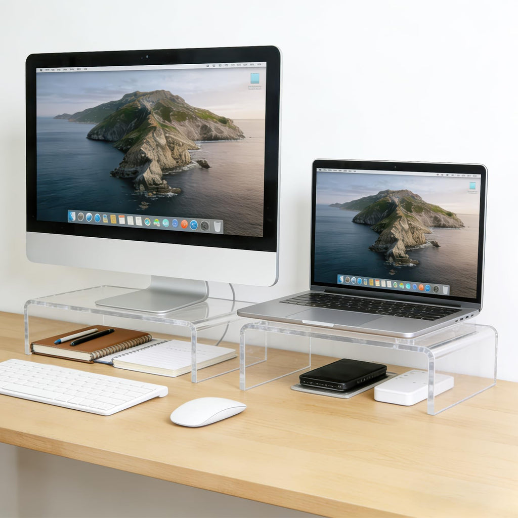 Acrylic Monitor Stand Riser - Acrylic Laptop Stand, Clear Monitor Stand, Monitor Riser for Desk Keyboard Storage Office, Home, School