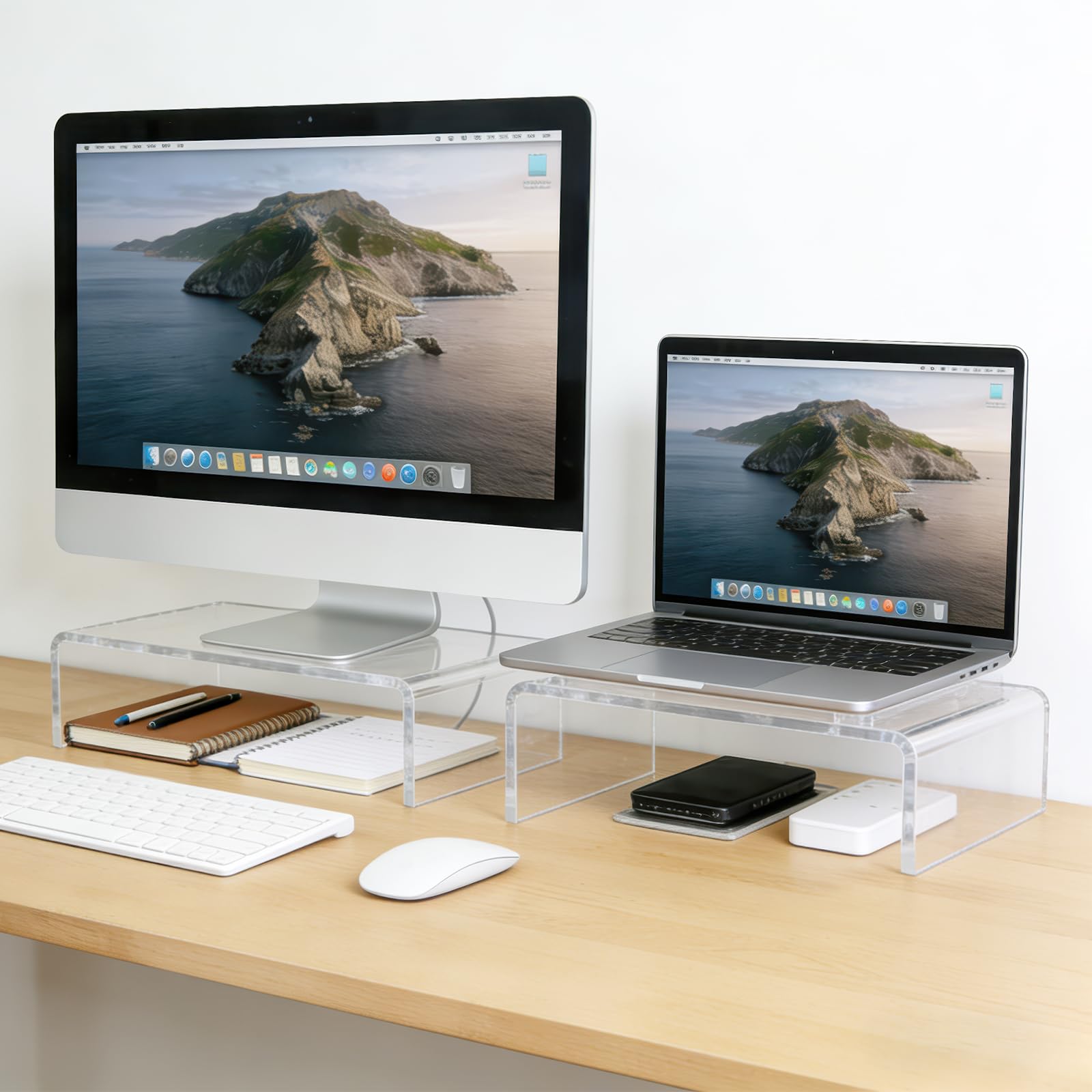 Acrylic Monitor Stand Riser - Acrylic Laptop Stand, Clear Monitor Stand, Monitor Riser for Desk Keyboard Storage Office, Home, School