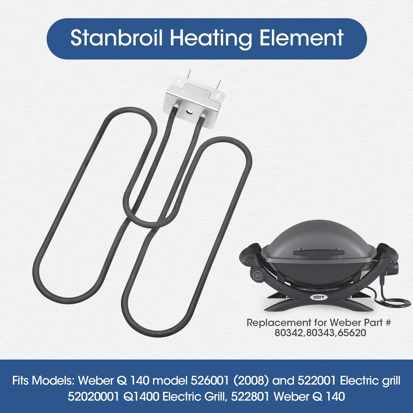 Stanbroil Heating Element Replacement for Weber 526001 (2008) Q140 Electric Grill, 522001 Weber Q140 Electric, 52020001 Q1400 Electric Grill, 522801 Weber Q140
