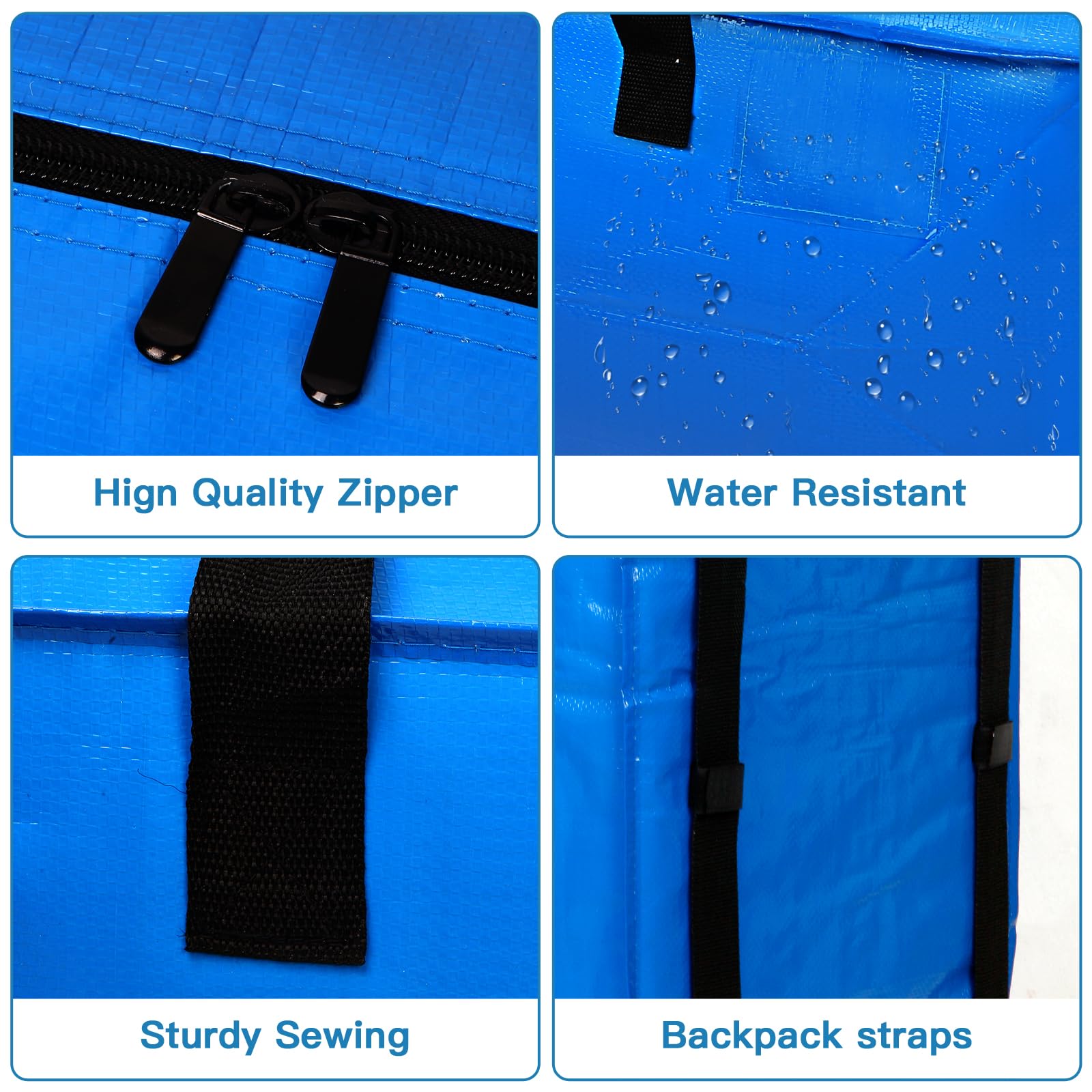 Extra Large Moving Bags with Zippers,6 Pack Foldable Heavy Duty Moving Boxes with Backpack Straps & Handles,Storage Bags For Space Saving, Clothing Storage,Christmas Decorations,3 Color