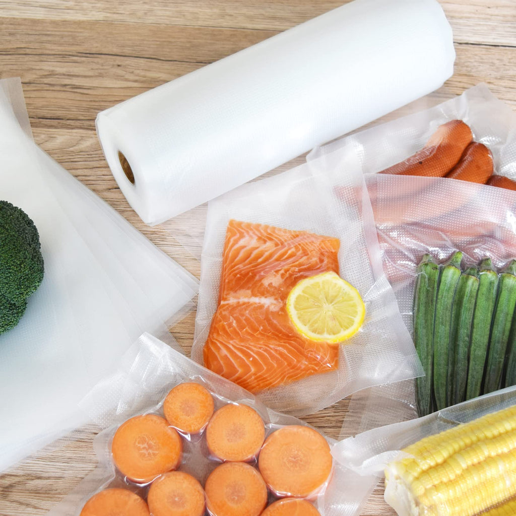 Deefre Vacuum Sealer Bags 4 Rolls 8"x10' and 4 Rolls 11"x10' Commercial Grade Food Saver Bags for Seal a Meal, BPA Free, Heavy Duty, Great for vac Storage, Meal Prep or Sous Vide