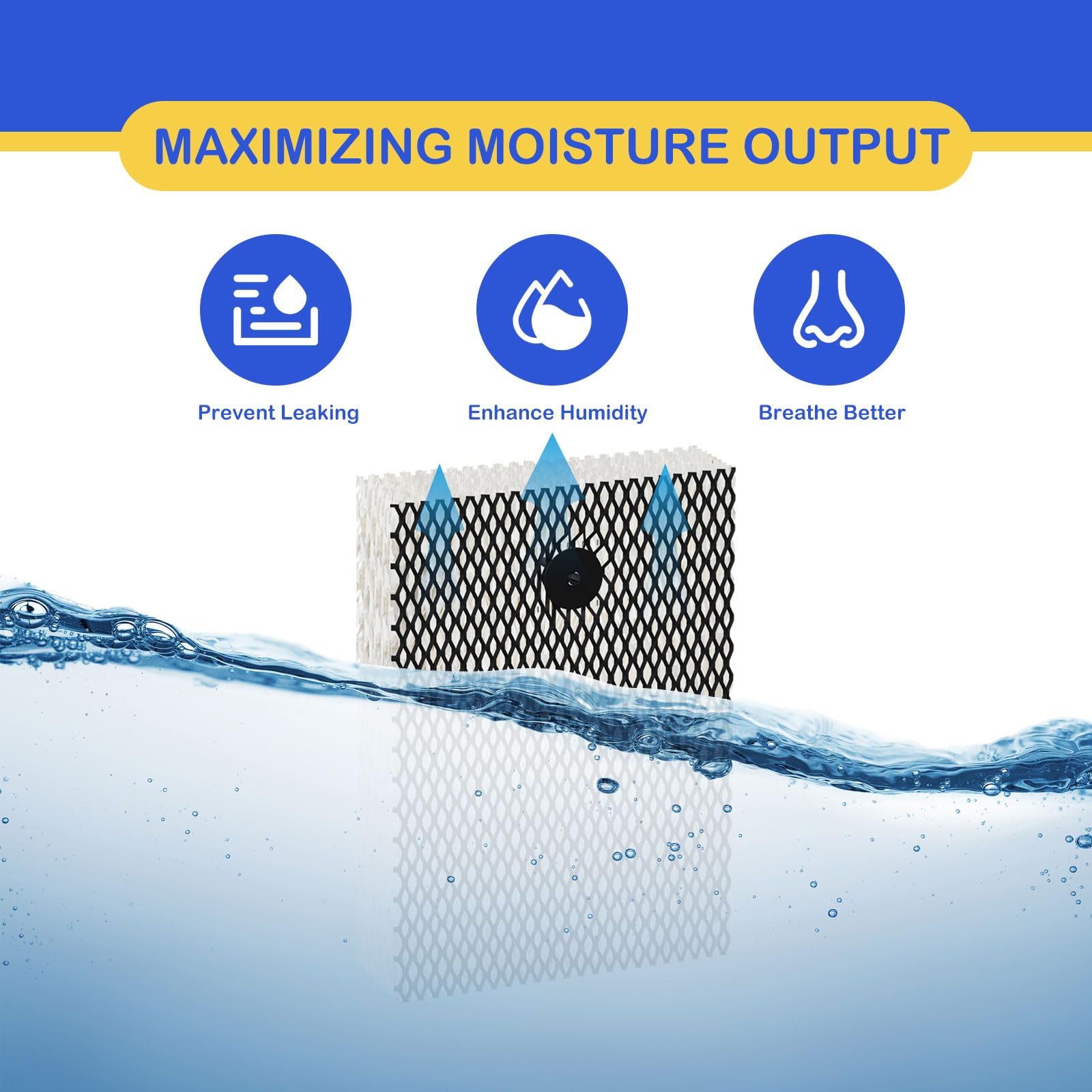 HWF100 Humidifier Wick Filter Replacement Type E, Compatible with Holmes HWF100 HWF100-UC3, Bionaire BWF100, Sunbeam SF235 Series Humidifier 4 Pack
