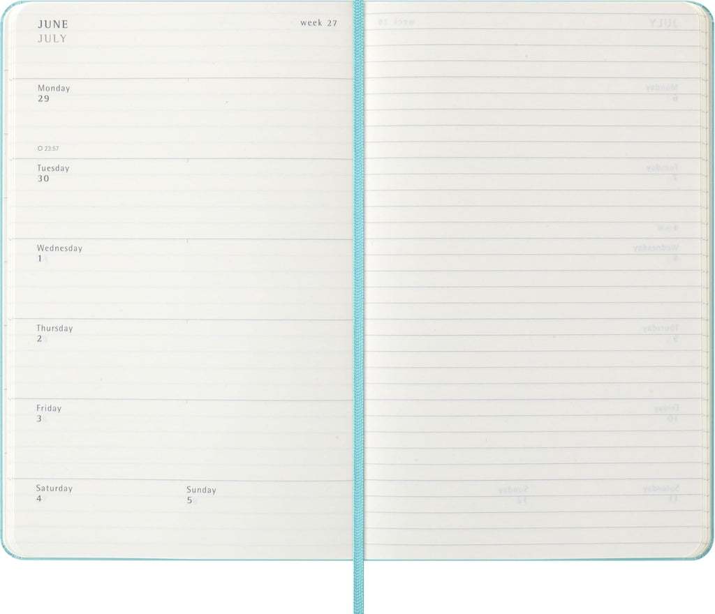 Moleskine Classic 18 Month 2025-2026 Weekly Planner, Hard Cover, Large (5" x 8.25"), Aquamarine, 208 pages