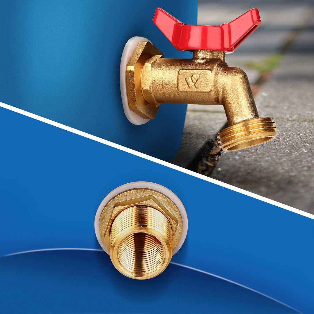 WADEO Rain Barrel Spigot Kit Brass Rain Barrel Quarter Turn Ball Valve Spigot with Bulkhead Fitting