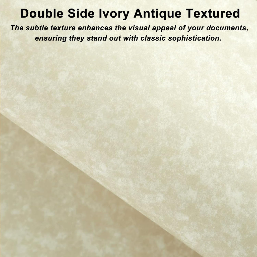Acidea 100 Sheets Printed Parchment Paper, 180GSM Thickened Blank Certificate Printing Paper, 8.5 x 11 Inch Standard Letter, Ivory Antique Textured Parchment Papers for Writing Resume, Diploma