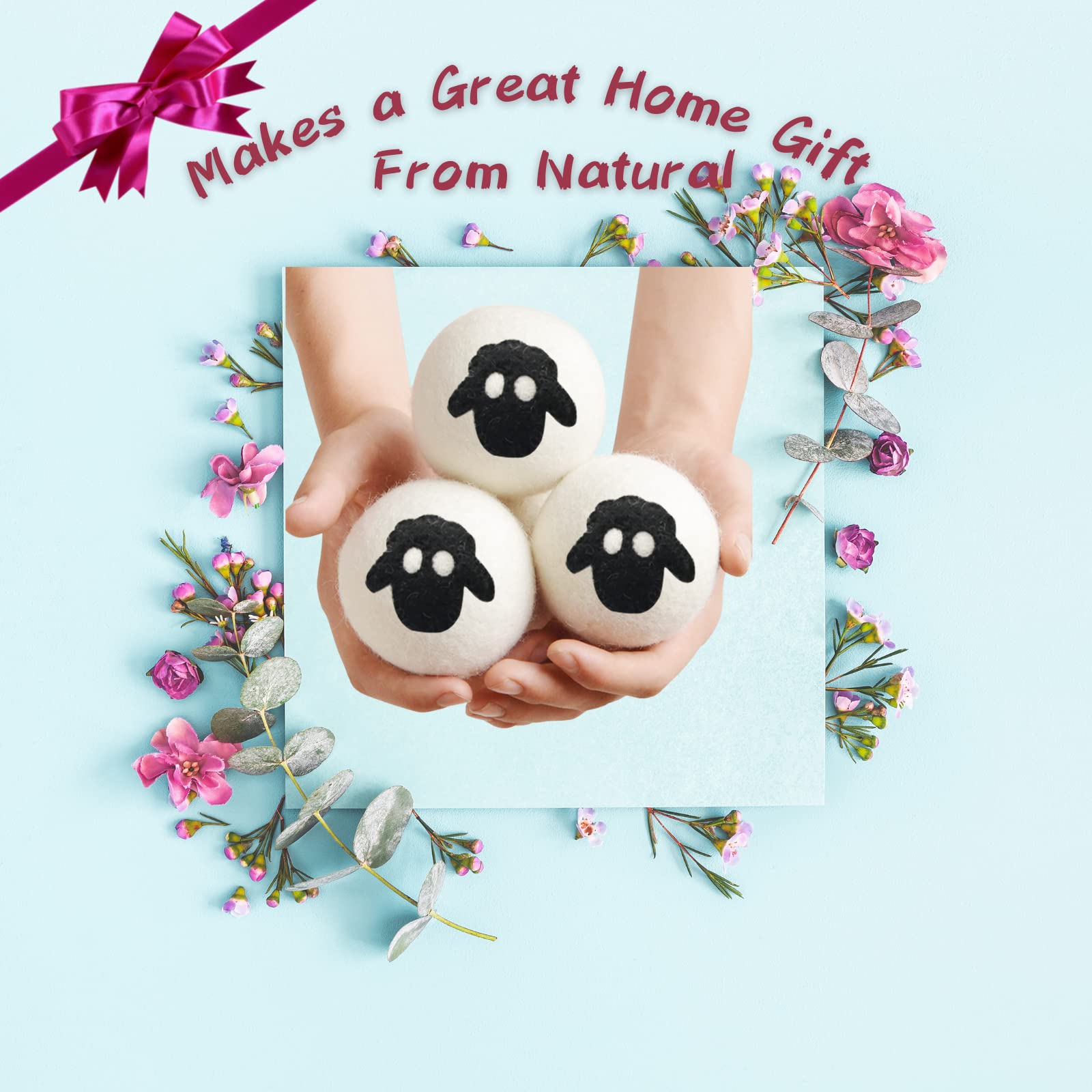 Wool Dryer Balls-6Pack XL Size- Reusable Natural Fabric Softener Dryer Balls Boules De Séchage,Felted New Zealand Wool Laundry Balls to Save 20-40% Drying Time,Reduce Wrinkles No Lint By Stwie