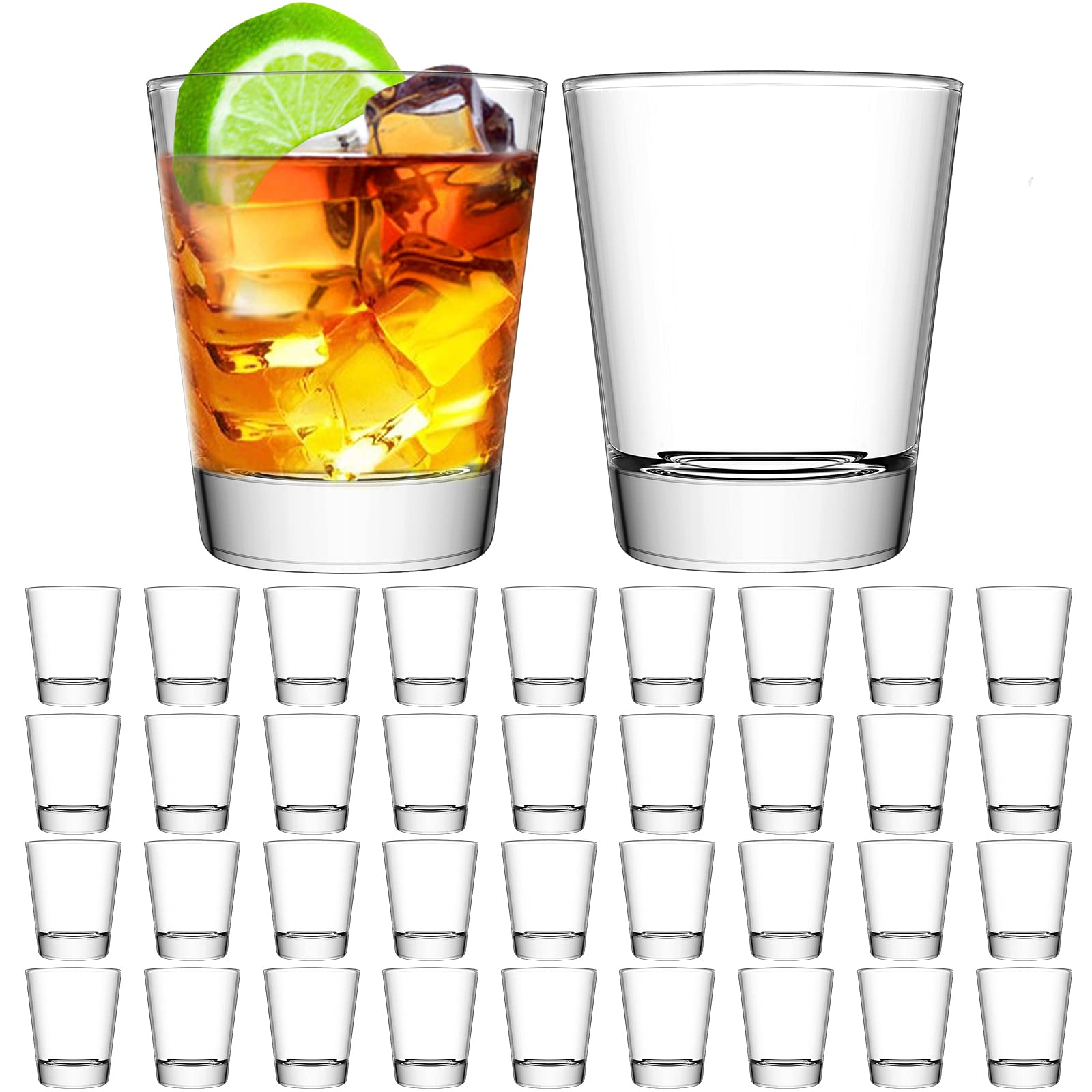Shot Glass Set of 36 Heavy Base Shot Glass Bulk 2 oz Round 60ml Shot Glasses Set for Espresso, Whiskey, Liqueurs and Tequila