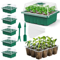 Seed Trays, 5 Pack Plant Seed Starter Tray with Humidity Domes, 60 Cells Total + Planting Tools & Labels, Reusable Indoor Seedling Germination Kit