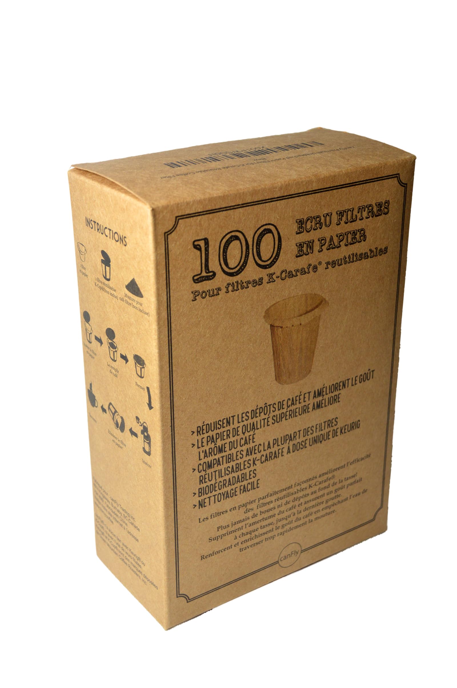 canFly Premium Paper Filters for K-Carafe Reusable Coffee Filter (Unbleached 100)