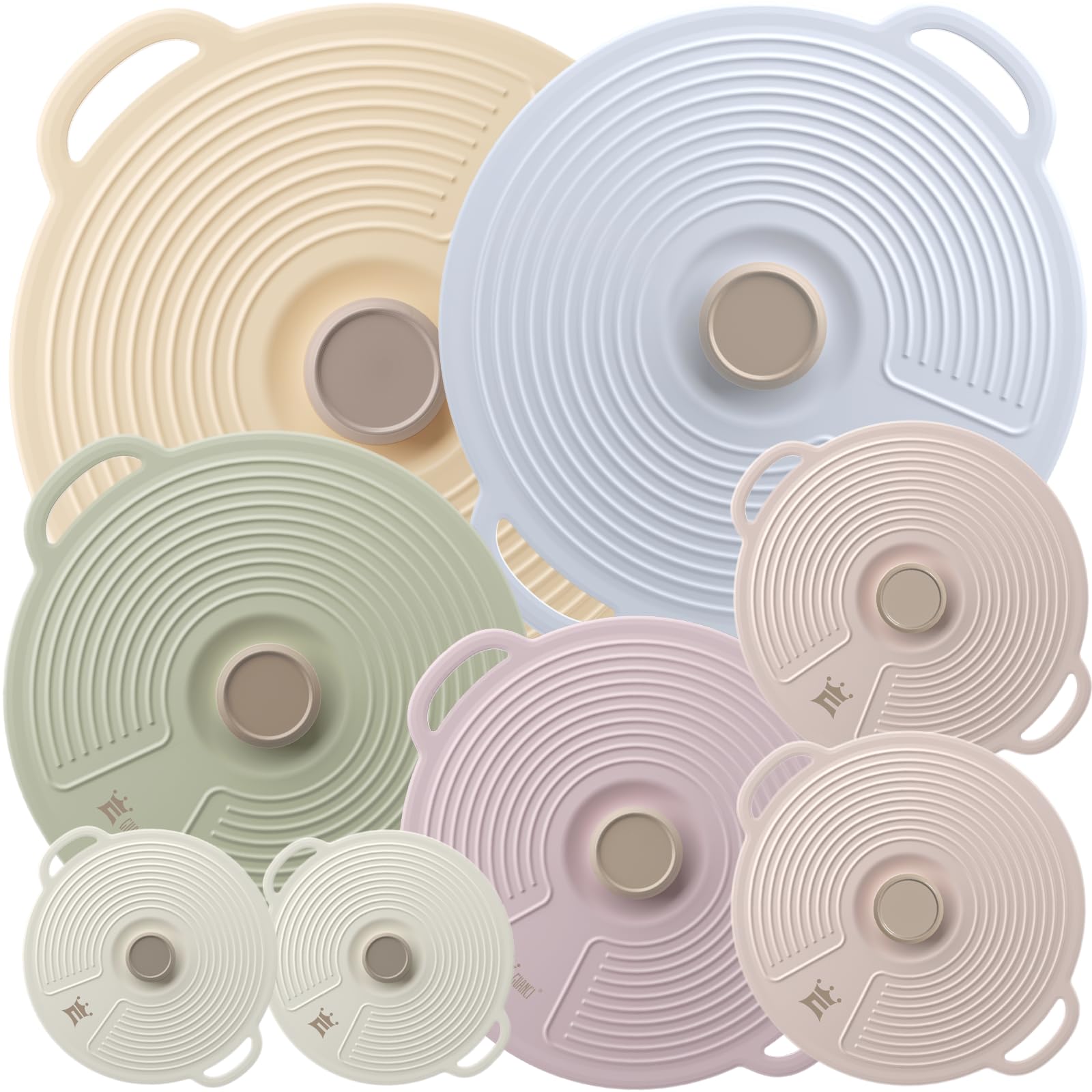GUANCI Silicone Lids Set of 8, Silicone Lids Covers Universa Heat Resistant Microwave Cover Silicone Suction lids for Bowls, Plate, Pots, Pans