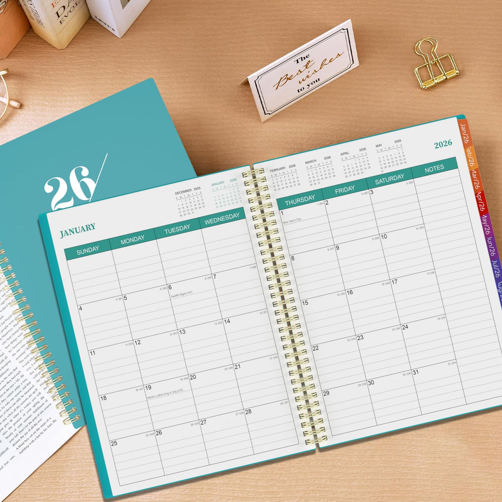 Monthly Planner 2026-2028, 36 Months Calendar Planner 2026-2028 Coated Colour Tabs, from Jan 2026 – Dec 2028, A4 (8.5'' x 11'') with Ruled Spread, Hardcover, Spiral Wirebound, Holidays, Notes