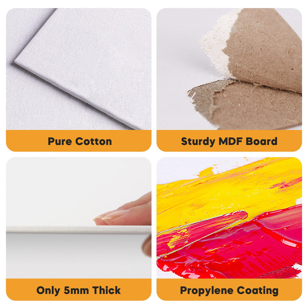 CONDA Canvas Boards for Painting, 8 x 10 inch, 12 Pack, 100% Cotton Canvas Panels, White Blank Canvases, Primed, Acid-Free, Artist Quality for Acrylic, Pouring Watercolor & Oil Painting