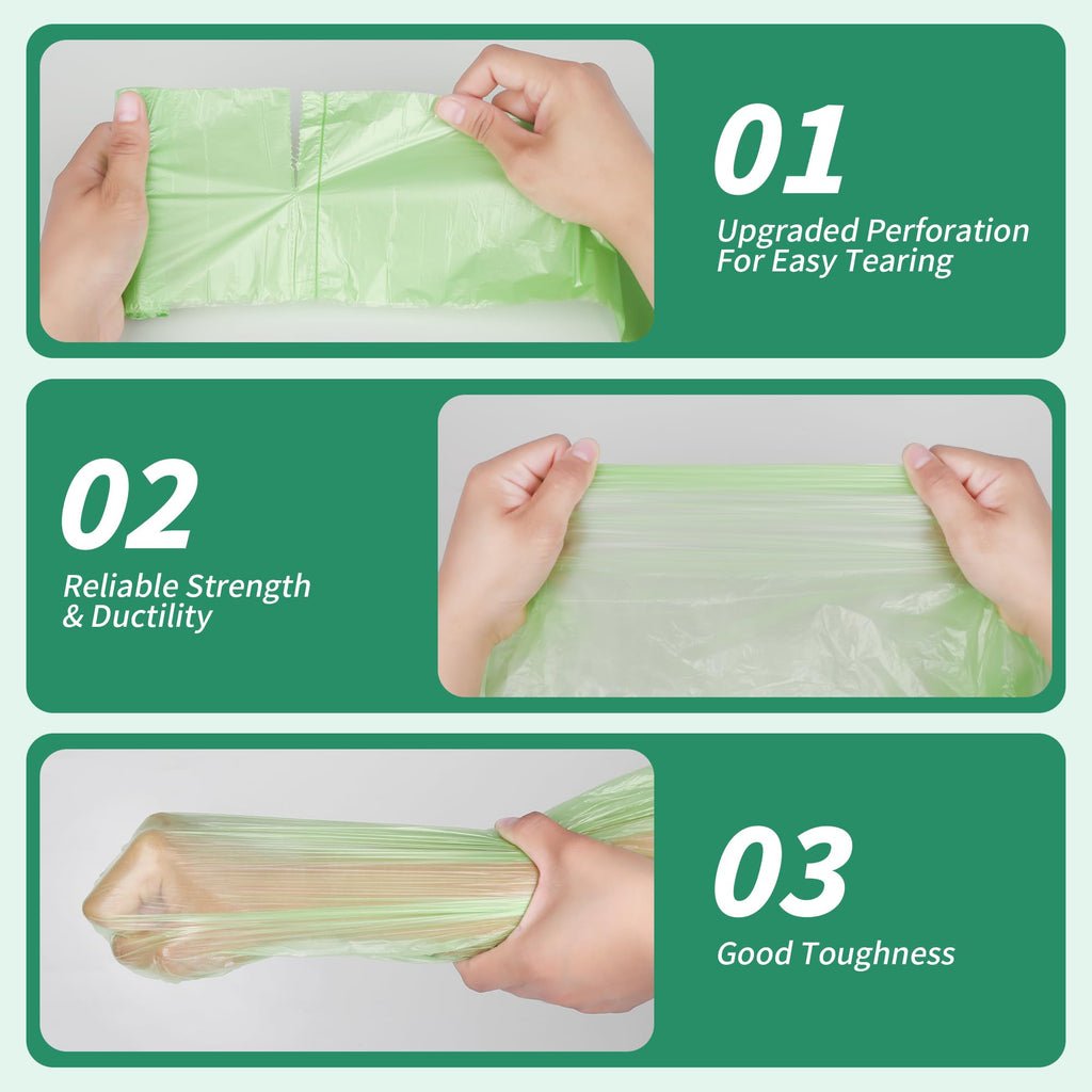 2.6 Gallon Compost Small Trash Bags, 200 Counts Biodegradable Bin Liners Garbage Bags, Thickened Mini Compostable Degradable Recycling Bags for Kitchen, Bathroom, Office (2.6 Gallon 200Pack)