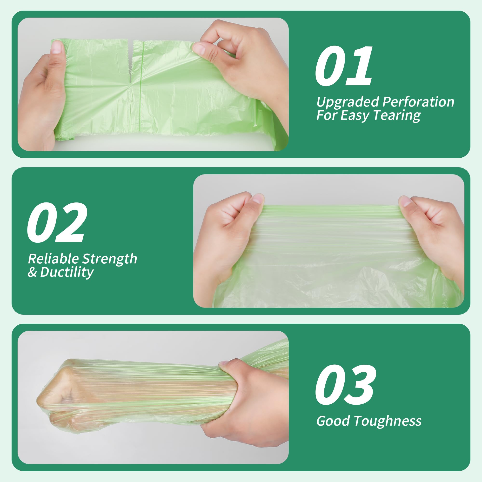2.6 Gallon Compost Small Trash Bags, 200 Counts Biodegradable Bin Liners Garbage Bags, Thickened Mini Compostable Degradable Recycling Bags for Kitchen, Bathroom, Office (2.6 Gallon 200Pack)