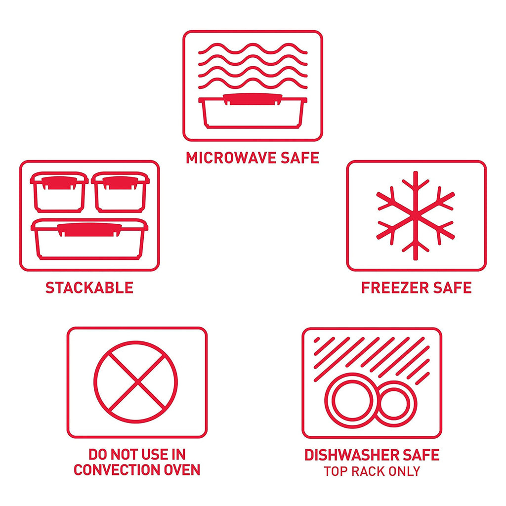 Sistema Heat and Eat Microwave Set, Locking Clips & Steam Release Vents, BPA-Free, Assorted Sizes, Red, 4 Pack (8 Pieces)