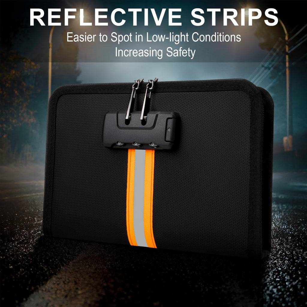 XIAODUN Fireproof Money Bag,Money Bag with Lock and Zipper,Safe Fireproof Waterproof,Suitable for Cash, Mobile Phones, Keys, Credit Cards,（8×1.1×5.7 Inches）
