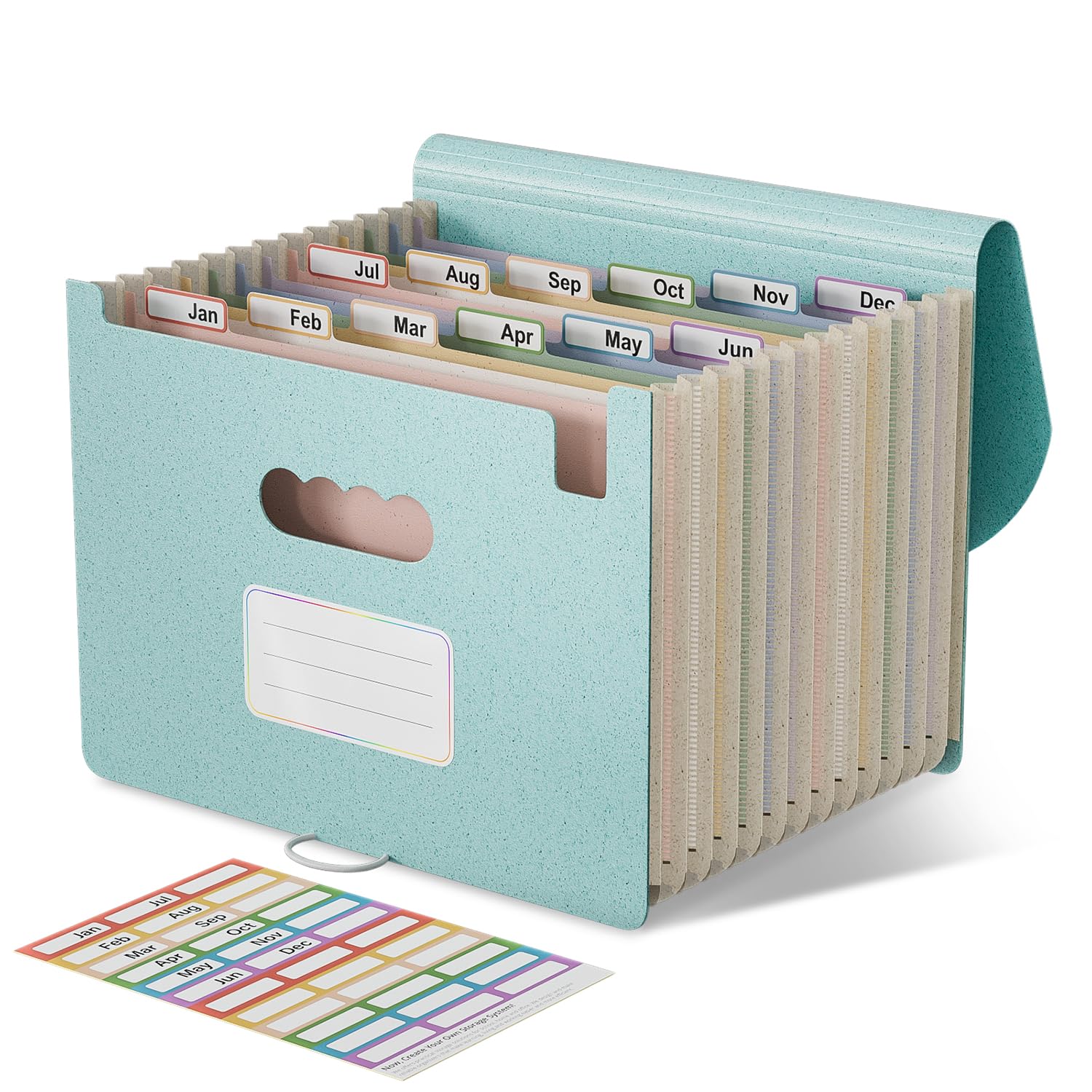 EcoStash Accordion File Organizer, 12-Pocket Wheat Straw Expanding File Folder, Portable Monthly Bill & Tax Receipt Organizer, Letter/A4 Size Document Holder with Colorful Tabs-Sky Blue