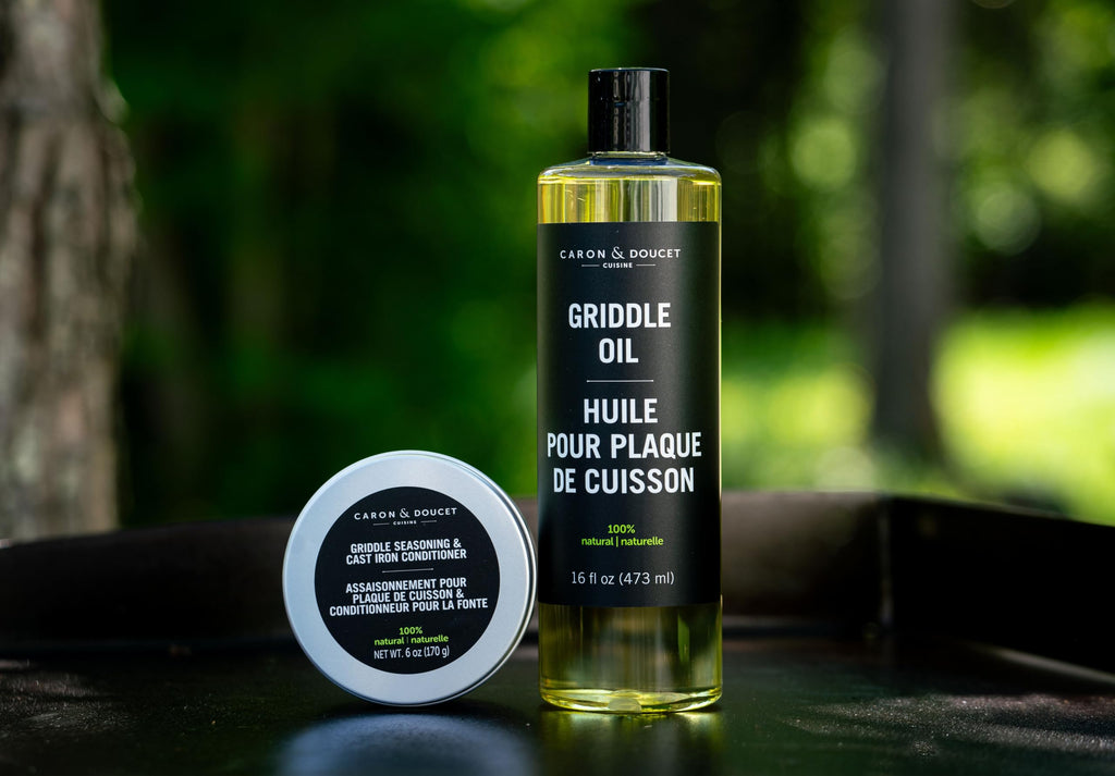 CARON & DOUCET - 100% Plant-Based Griddle Oil & Seasoning Set: Best for Maintaining, Protecting & Conditioning Griddle!