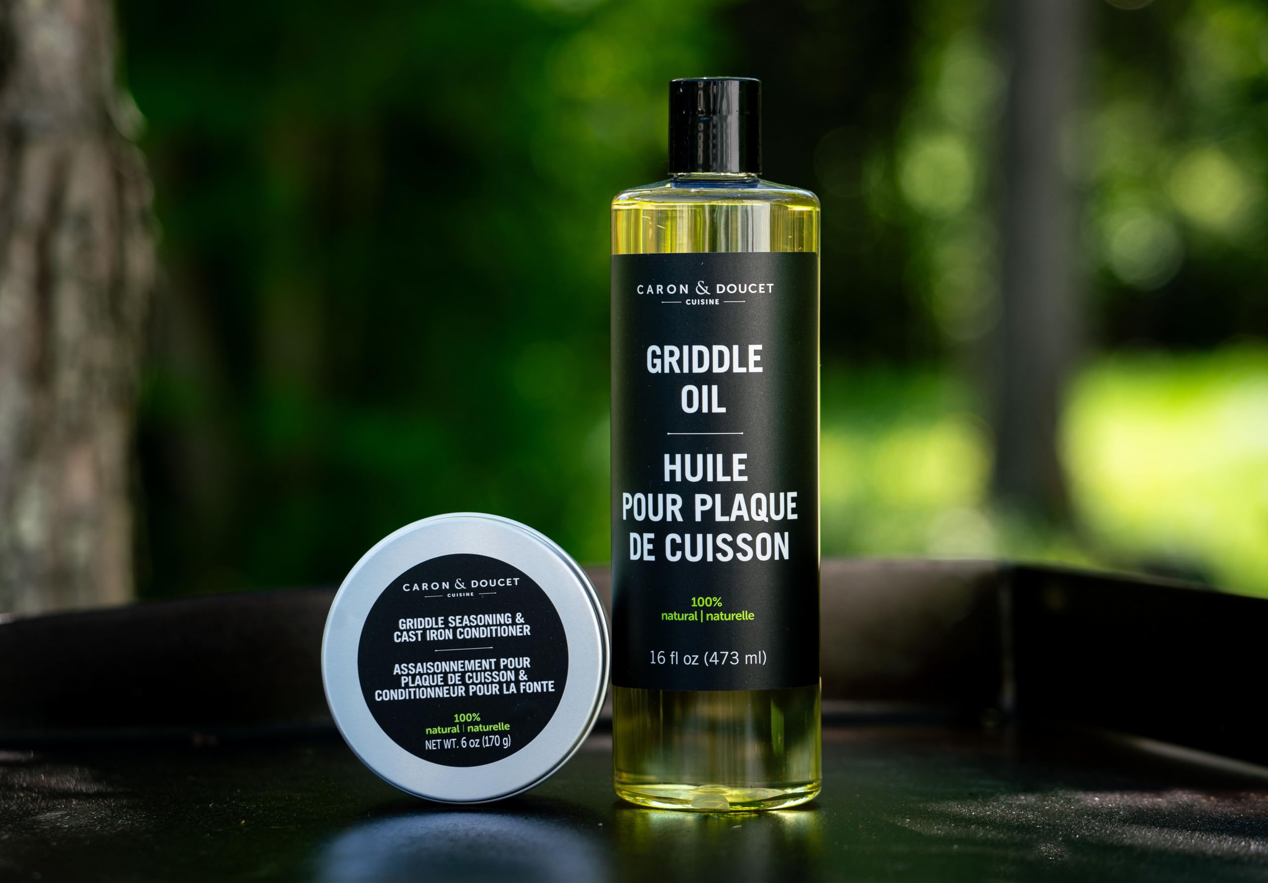 CARON & DOUCET - 100% Plant-Based Griddle Oil & Seasoning Set: Best for Maintaining, Protecting & Conditioning Griddle!