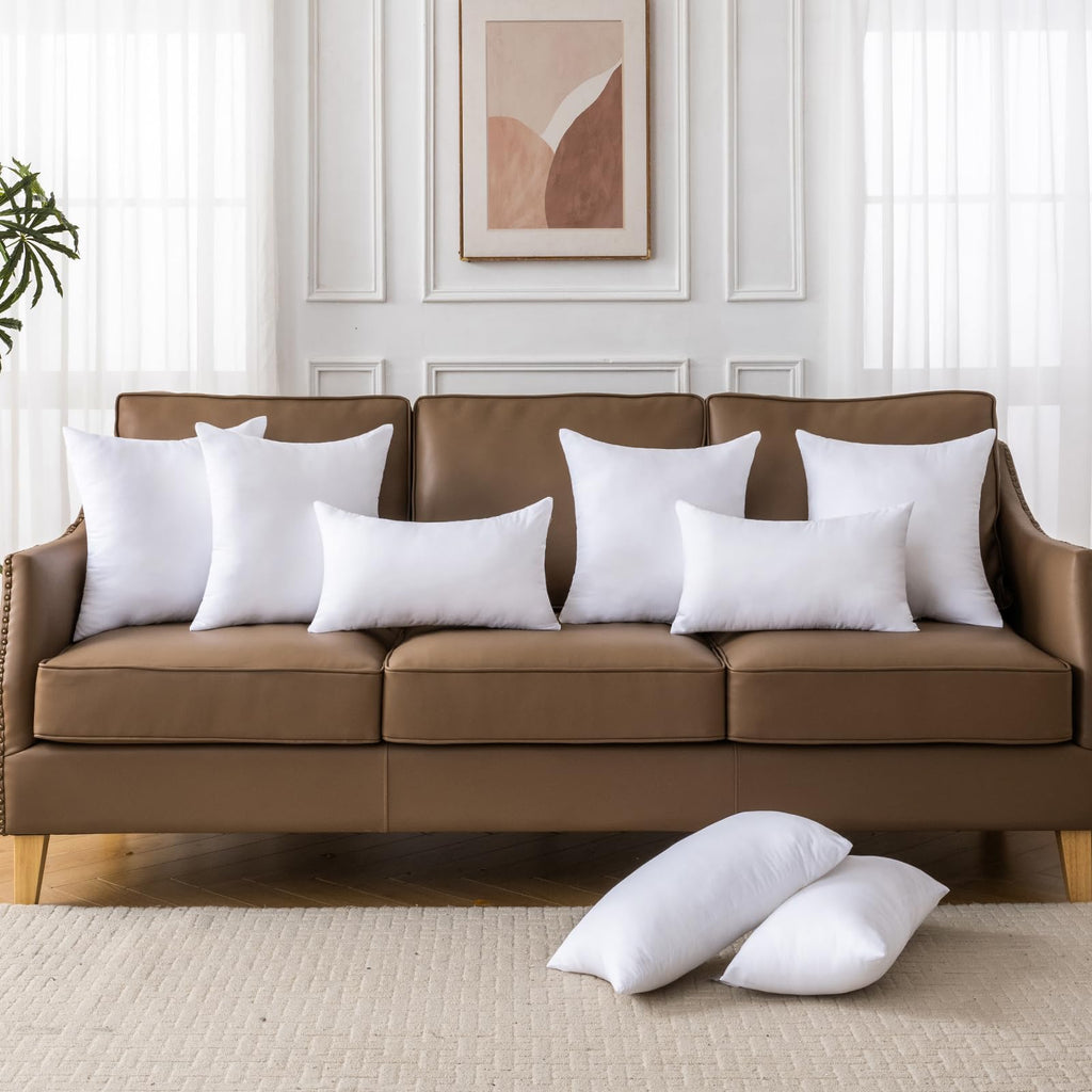 OTPIPCS 18 x 18 Pillow Inserts Set of 4 - Premium Soft and Fluffy 18 Inch Medium Sofa Decorative White Square Throw Pillow Inserts Stuffing for Living Room Couch and Bedroom Interior Cushions