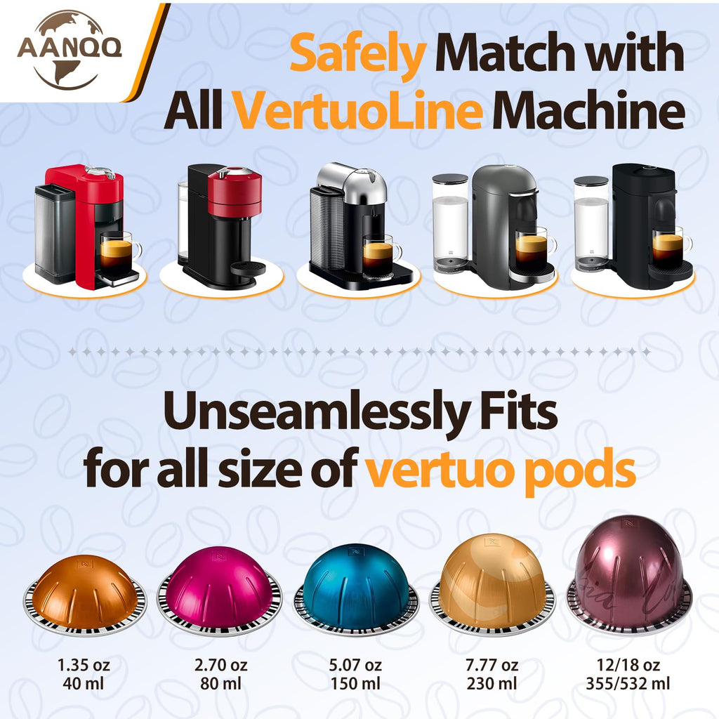 Reusable Lids for Nespresso Pods Vertuo, 6pcs Food Grade Silicone Caps for Any Sizes of Reusable Nespresso Vertuo Pod Refillable Vertuo Capsule (6pcs Silicone Lids-No Capsule)