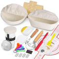 SHANNA Sourdough Bread Starter Kit, 15pcs Sourdough Tools, Round and Oval Banneton Proofing Basket, Home Bread Proofing Basket, Sourdough Kit for Beginners and Bakers (15PCS)