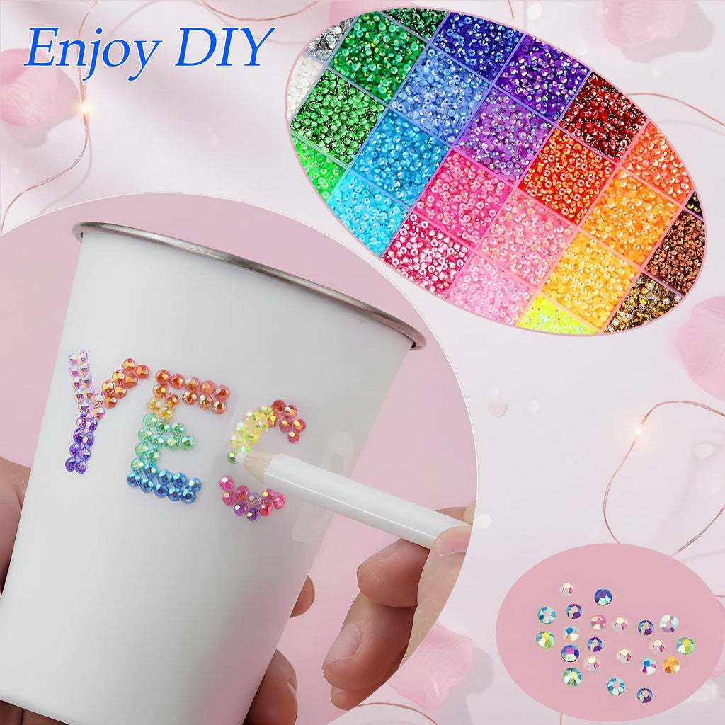CyanHall Bedazzling Kit with 40 Colors, 32000 Pcs 3mm Flatback Rhinestones Resin Jelly Gems for Bedazzling, Rhinestone Kit with B7000 Glue for Nail Rhinestones, Shoes, Crafts, Diamond Art & DIY Bedazzler Projects