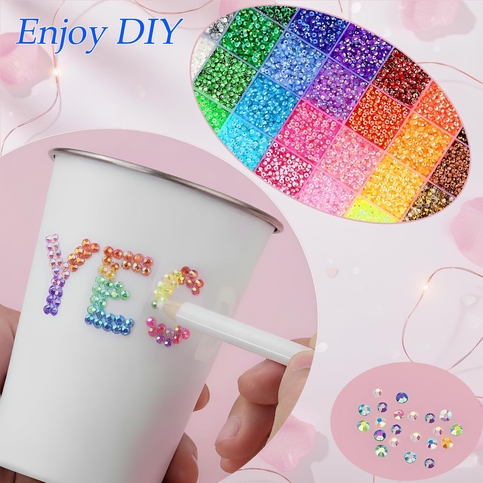 CyanHall Bedazzling Kit with 40 Colors, 32000 Pcs 3mm Flatback Rhinestones Resin Jelly Gems for Bedazzling, Rhinestone Kit with B7000 Glue for Nail Rhinestones, Shoes, Crafts, Diamond Art & DIY Bedazzler Projects