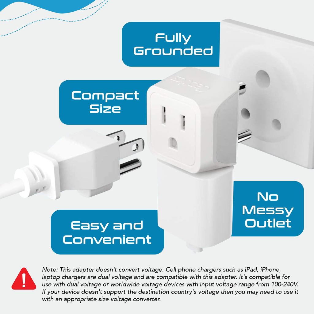 Ceptics Canada to India, Pakistan, Nepal Travel Adapter (Type D) - Dual Input - Ultra Compact - Charge your Cell Phone, Laptops, Tablets (CT-10, 3 Pack)