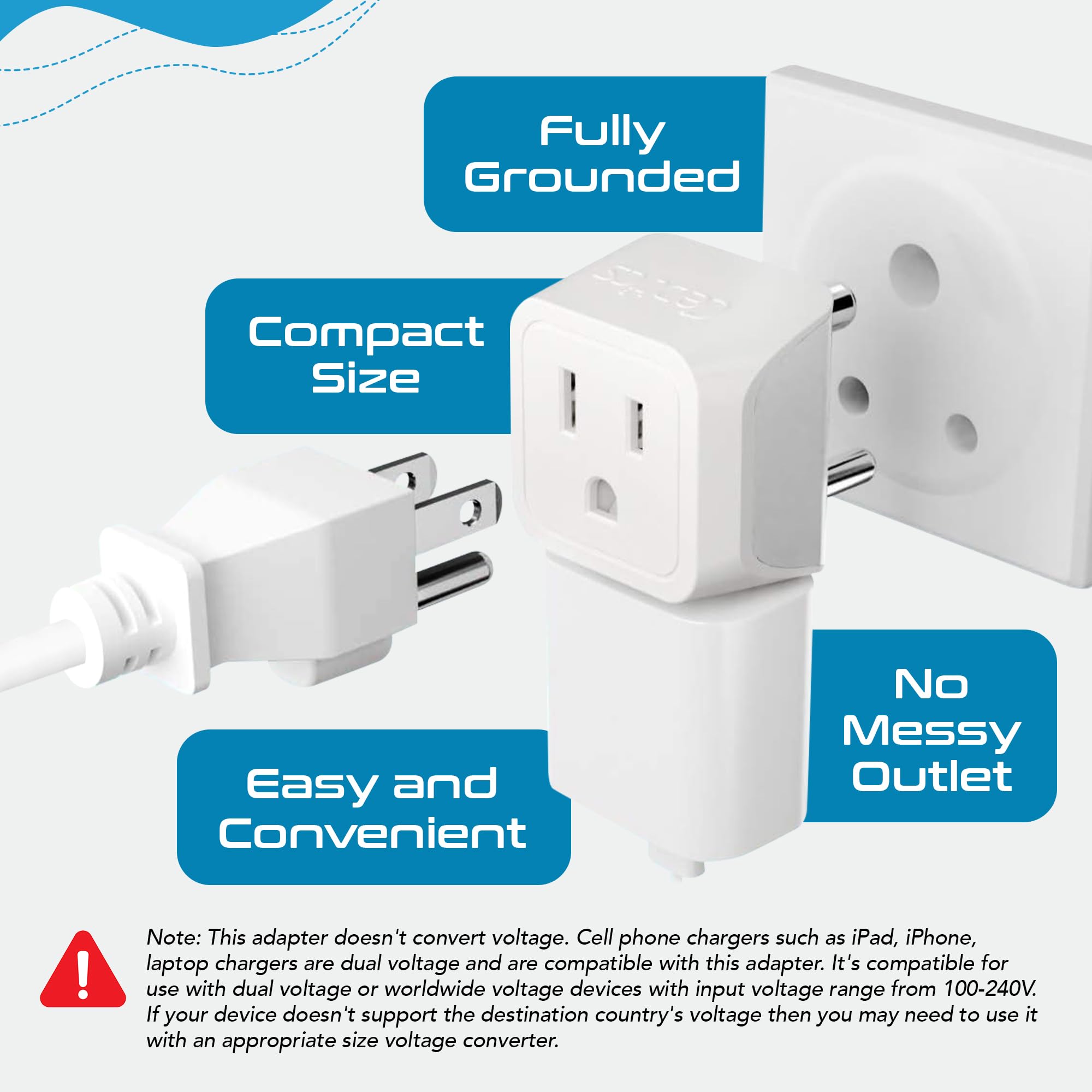 Ceptics Canada to India, Pakistan, Nepal Travel Adapter (Type D) - Dual Input - Ultra Compact - Charge your Cell Phone, Laptops, Tablets (CT-10, 3 Pack)
