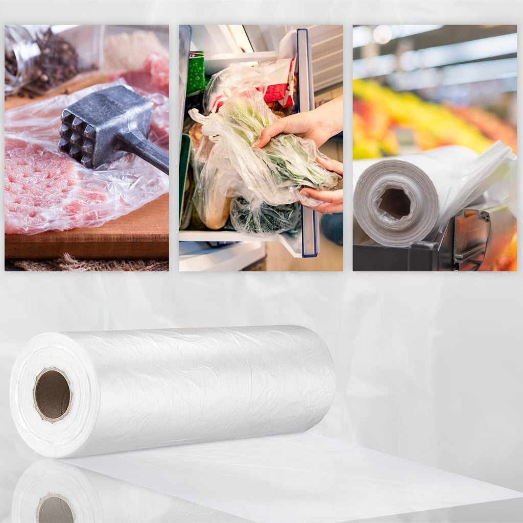 PAPRMA 12” x 20” Plastic Produce Bags 1 Roll, Clear Food Storage Bags 350pcs on a Roll, Clear Produce Bags for Food Vegetable Bread Fruit Meat
