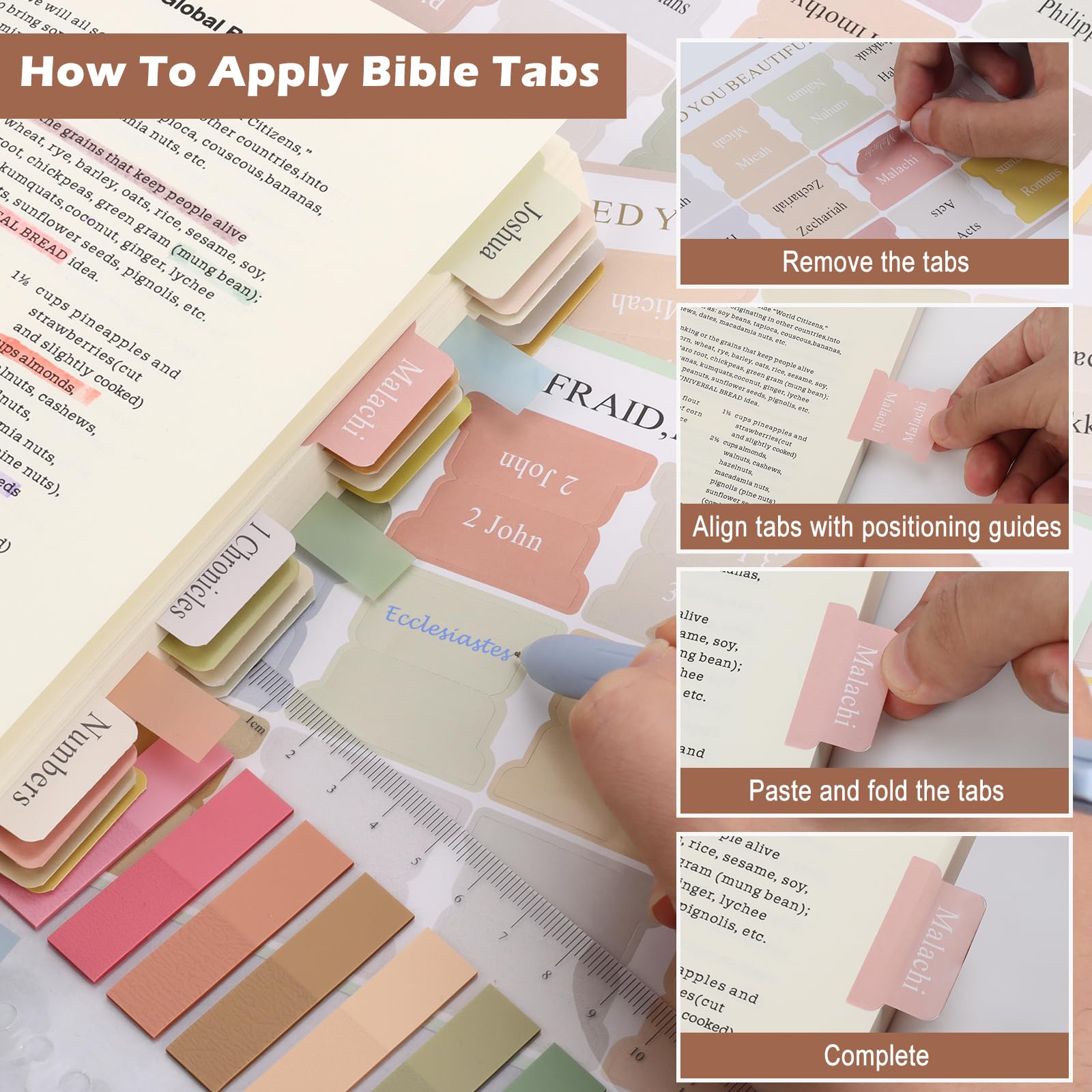 34 Pcs Bible Journaling Kit Bible Study Supplies with 75 Bible Tabs 12 Pastel No Bleed Highlighters 6 Gel Pens Transparent Sticky Notes Pencil Case Bible Study Accessories Kit for Journaling Supplies