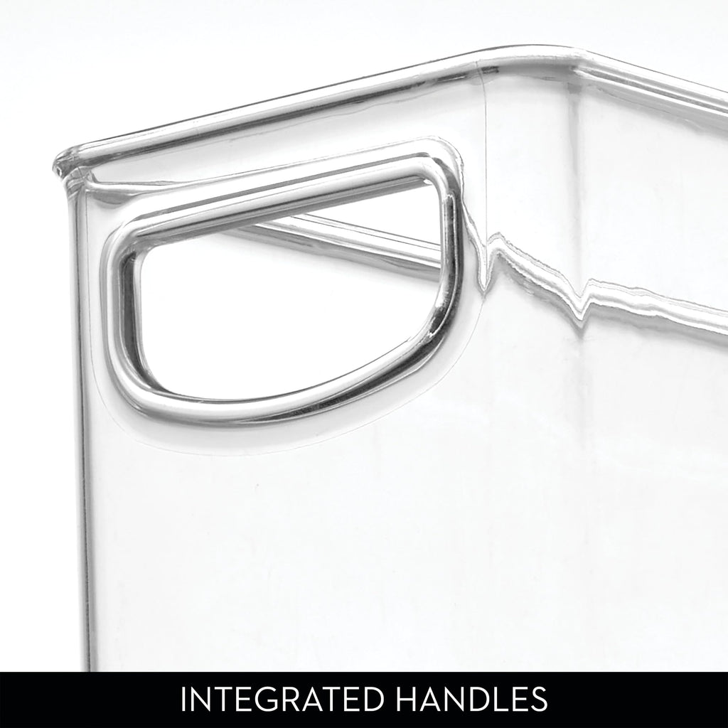 iDesign Plastic Stackable Pantry Bin - Storage Bin with Handles for Cabinets or Fridge - Set of 2 - Clear