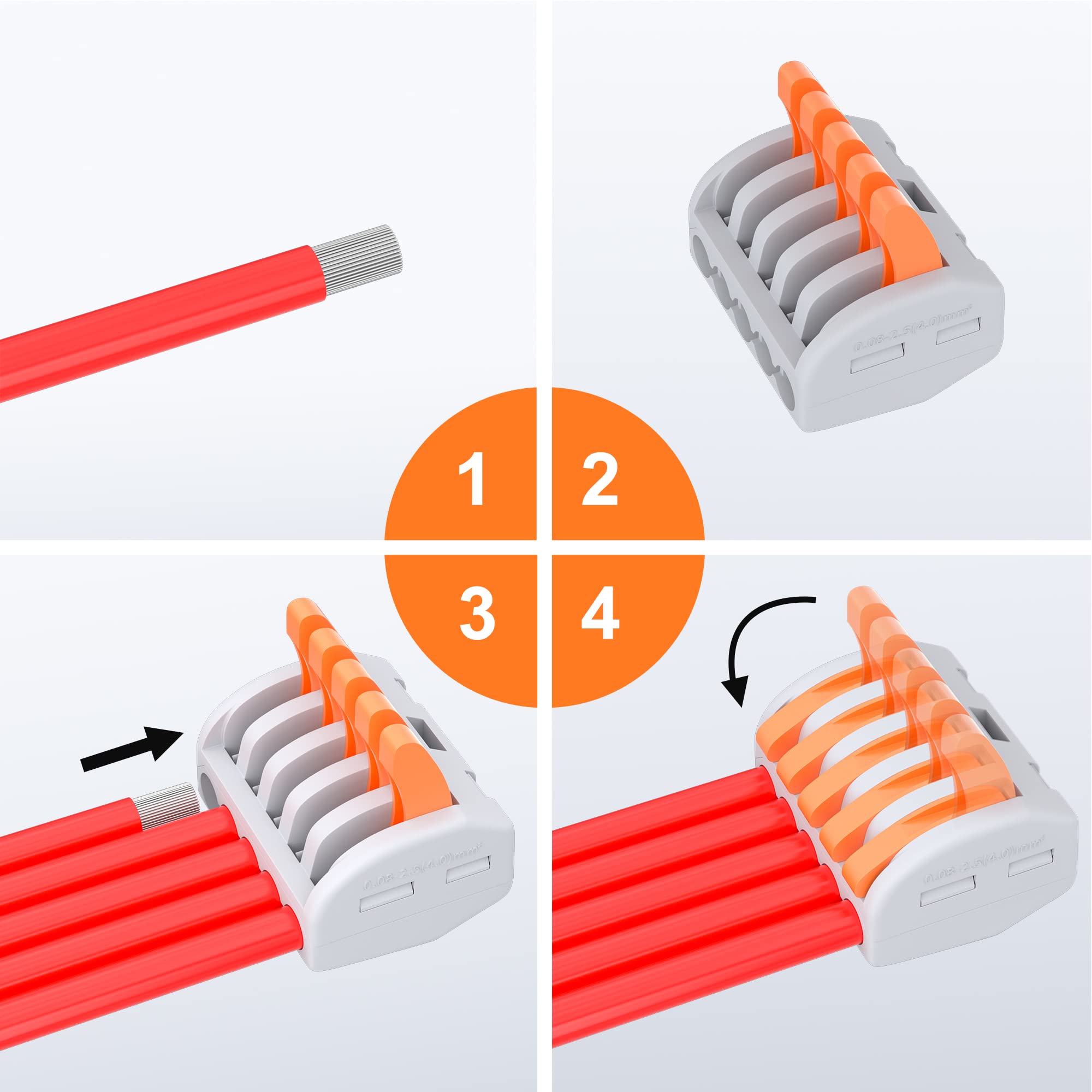 RVBOATPAT 59 PCS Wire Connectors Kit, Lever Wire Nuts Connectors Push-in Electrical Connectors Quick Connect Compact Splicing Connector 28-12 AWG