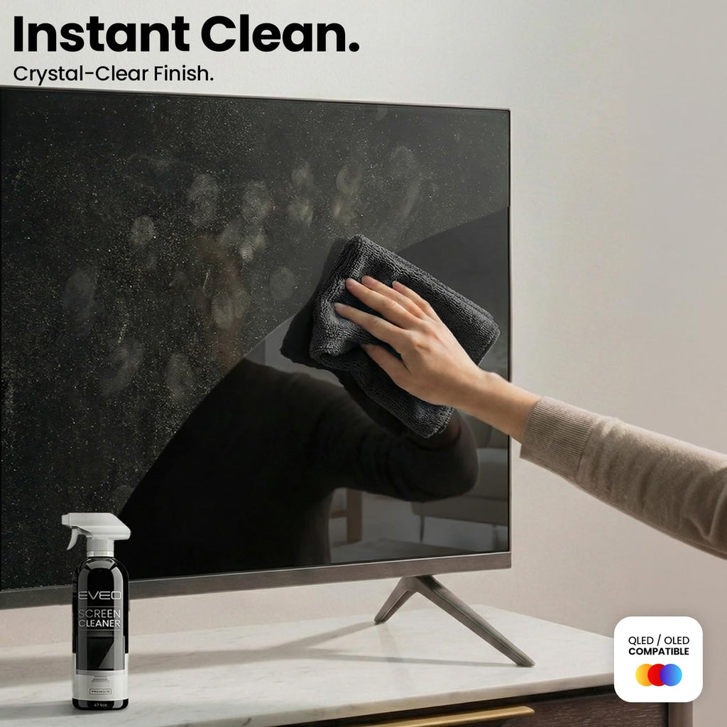 EVEO® Screen Cleaner Spray Kit (Streak-Free) TV Screen Cleaner for Smart TV, LCD, LED, OLED | Computer Cleaner Spray and Wipe Microfiber Cloth for, Monitor, Laptop, iPad, Car & More - 2 Pack
