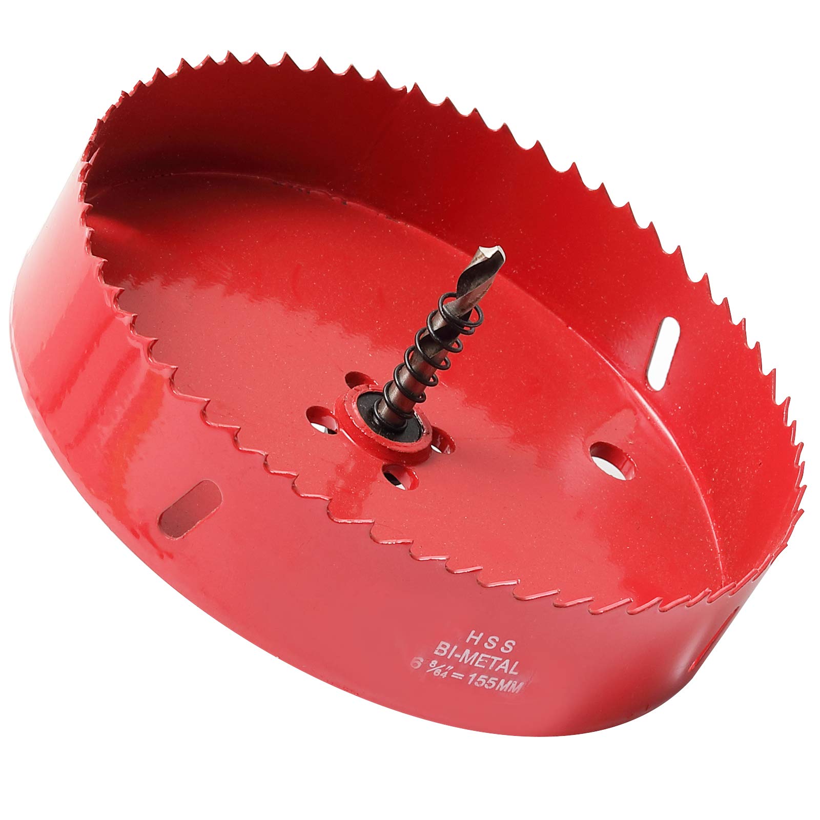 Hole Saw 6-1/8 inch in Diameter, 155mm HSS Bi-Metal Hole Cutter with Center Bit for Cutting Wood, Plastic, Plasterboard and Soft Metal Sheet