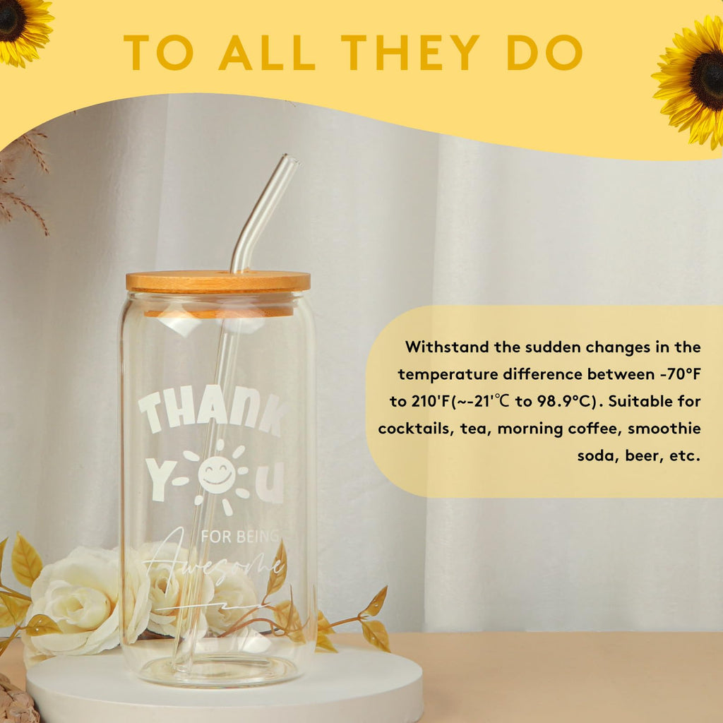 FAJAO Thank You Gifts for Women & Employees - Awesome Glass Cup, Teacher & Friend Appreciation Gifts