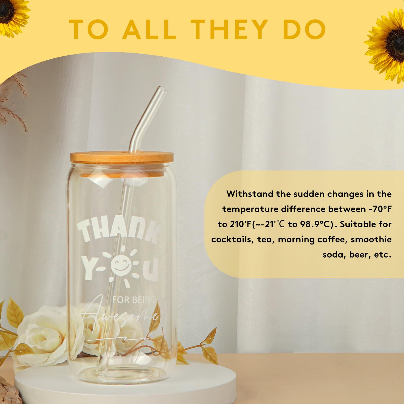 FAJAO Thank You Gifts for Women & Employees - Awesome Glass Cup, Teacher & Friend Appreciation Gifts