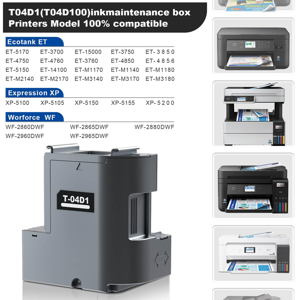 T04D1 Ink Maintenance Box for ET-15000 ET-3750 ET-3760 ET-4750 ET-4760 ET-3850 ET-4850 WF-2860 XP-5100 ET-3710 ET-5150 ET-3830 ST-M1000 ST-3000 ET-M2170 Printers. TO4D1/TO4D100/EWMB2/04D1