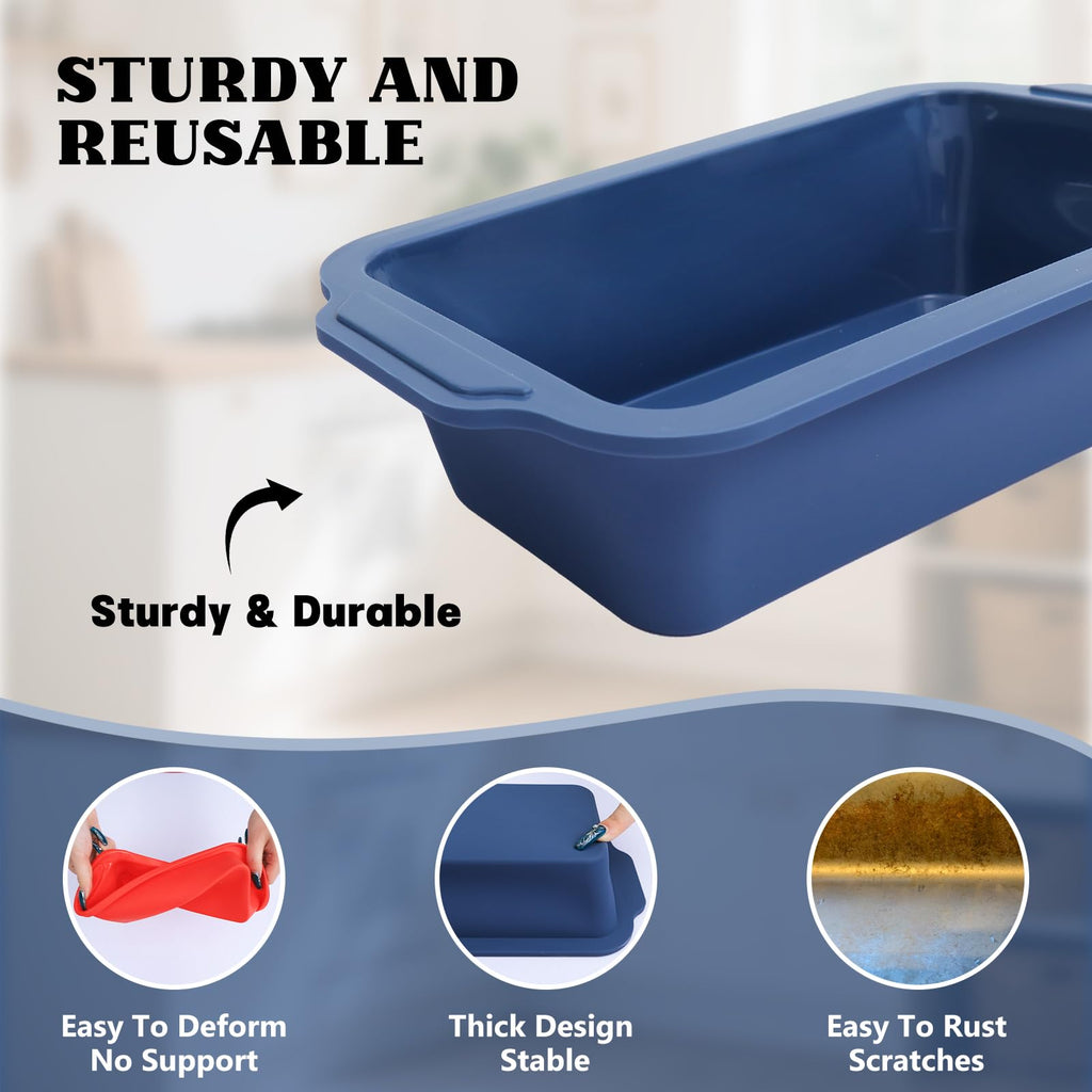 Vnray Bread Pan for Homemade Bread：9.5 x 5 Inch Silicone Loaf Pan for Baking with Metal Frame - Nonstick Banana Loaf Tin Tray for Sandwich Sourdough Pumpkin Sour Dough - for Oven Kitchen Home Bakers