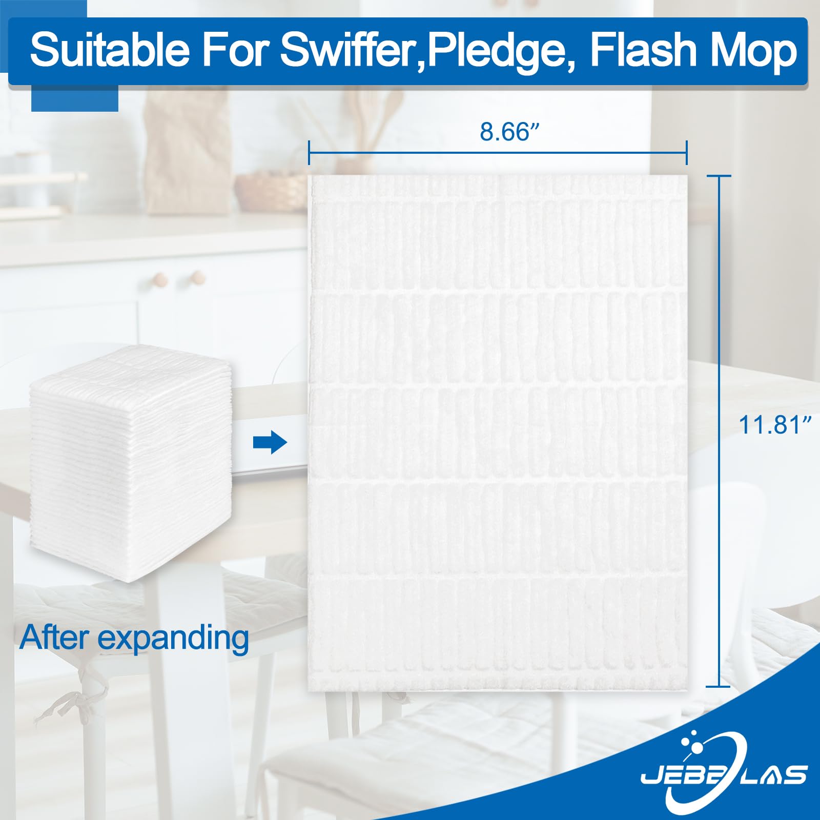 JEBBLAS Disposable Mop Cloth Dry Sweeping Pad for Floor Mop Sweeping Cloths Multi Surface Refills, Pack of 120 Refills