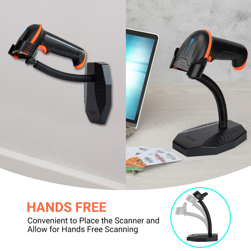 Tera Universal Barcode Scanner Stand Hands Free Barcode Scanning Bar-Code Reader Cradle Holder Base Angle and Height Adjustable Head for Supermarket Retail Store School Library Logistic Warehouse