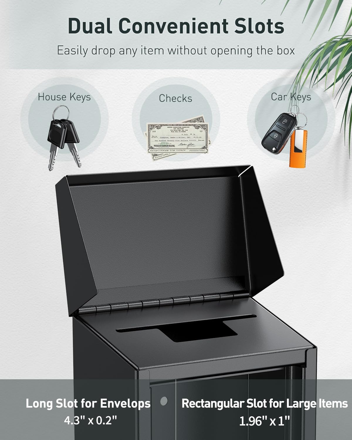 Uniclife Key Drop Box for Outside, Metal Donation Box Collection Box with Combination Lock, Safe Suggestion Box, Wall Mounted Mailbox with Top Slot, Steel Cash Drop Box for Home Office and Business