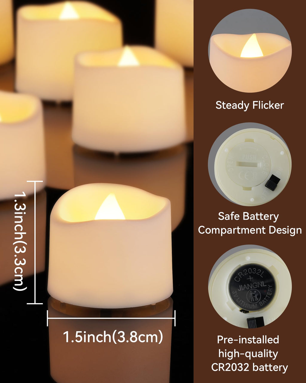 AMAGIC 24 Pack Battery Tea Lights, Flameless Candle Electric Flicker Tealight Realistic Bright for Votive, Valentine's Day, Anniversary, Special Holiday Decoration