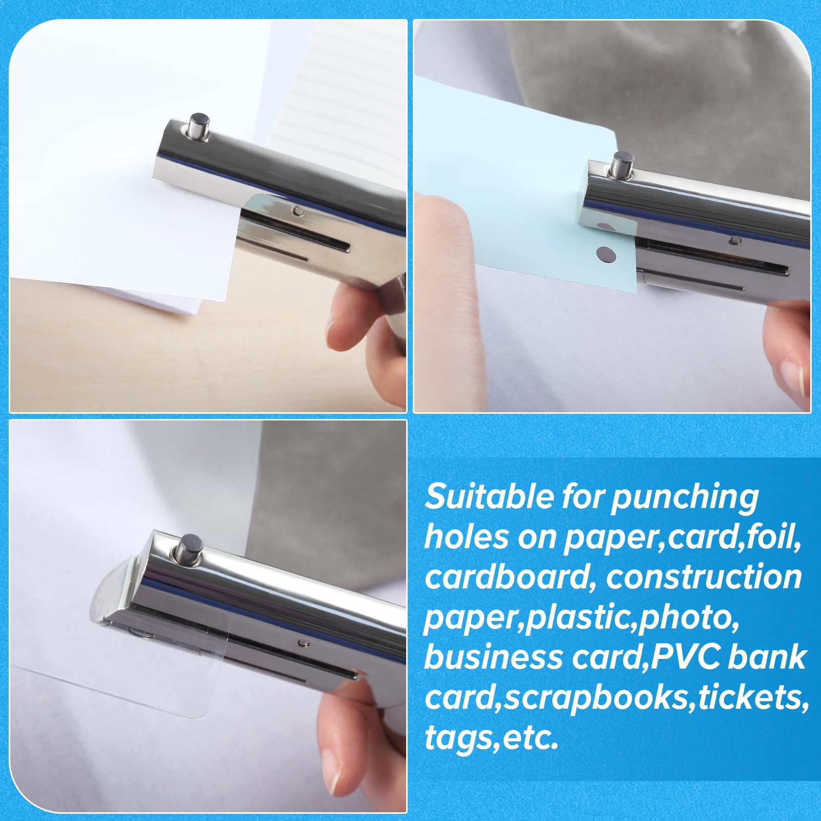 SPEEDWOX Deep Throat Heavy Duty Hand Held Single Hole Punch Single Holes Puncher Paper Punches Badge Hole Punch for Metal Long Reach Holes Punches