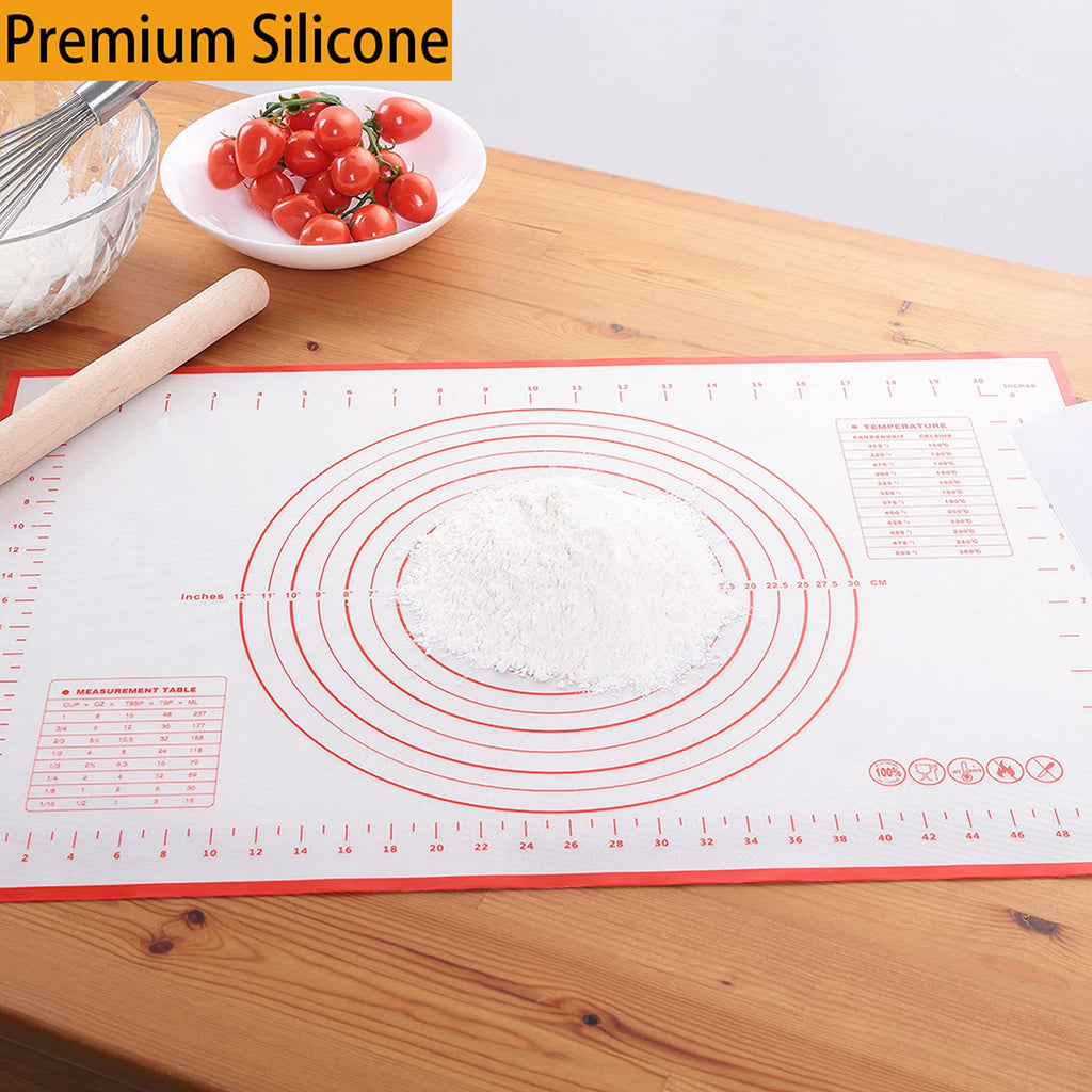 Silicone Pastry Mat - Extra Thick Non Stick Baking, Fondant, Counter, Dough Rolling, Oven Liner, Pie Crust