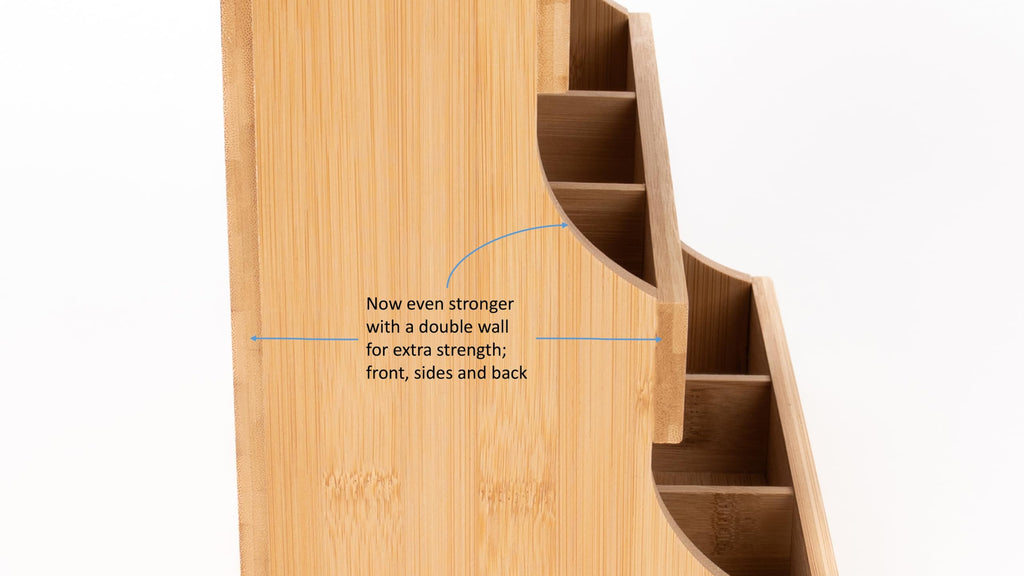 THEODORE Vertical Bamboo Tea Bag Organizer - Holds 180 Bags - Elegant Wooden Storage Box for Home, Office, Café - Also Holds Sugar Packets and Creamers
