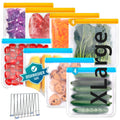 FAYOGOO Reusable Silicone Food Storage Bags 8 Pack Extra Large With Rack Dishwasher Safe Gallon Soup Liquid Bags Freezing