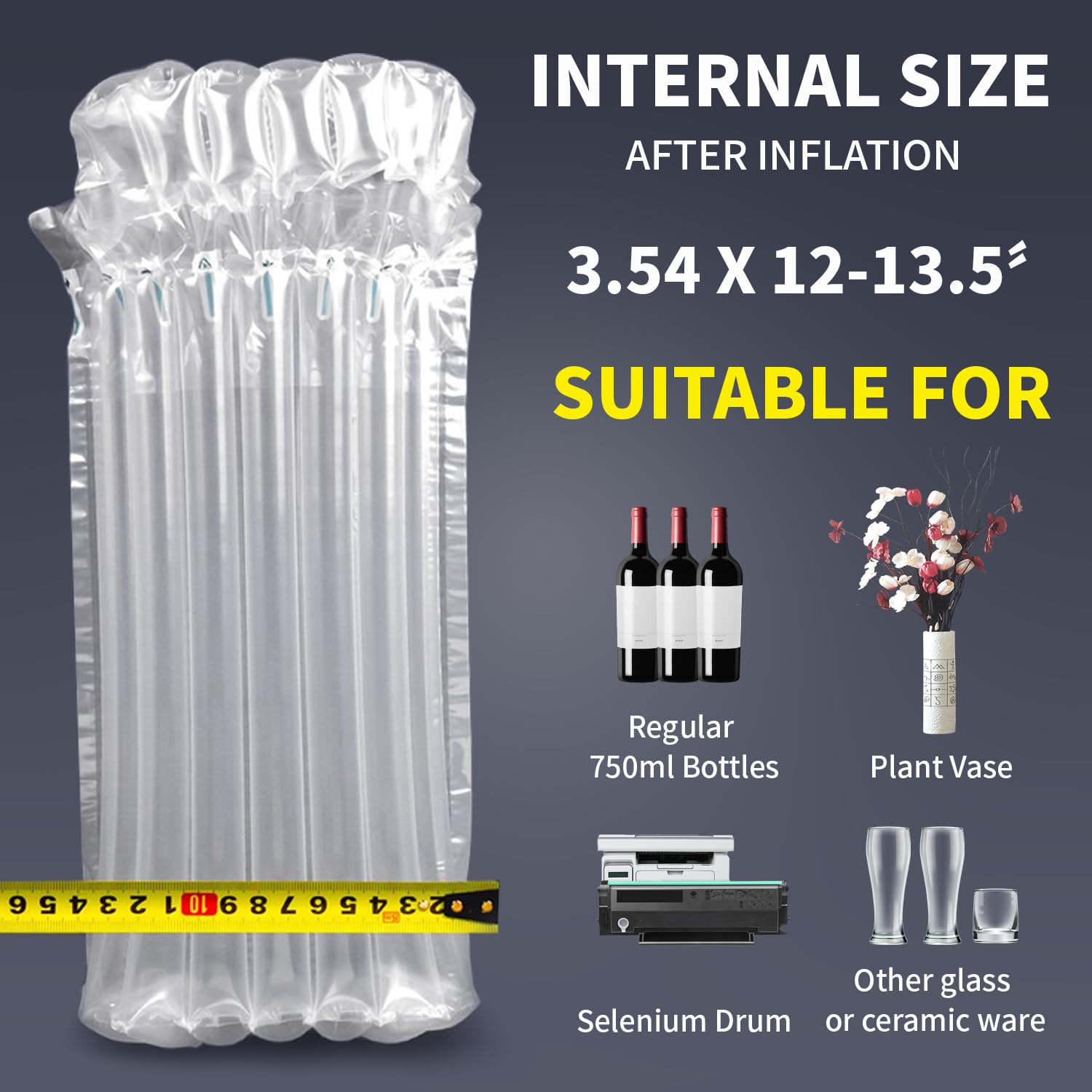Kivsty Wine Bottle Travel Protector Bags, 30 Pack Inflatable Air Column Cushion Bubble Wrap, Bottle Packaging Sleeves with Reusable Pump for Wine Shipping Transport Airplane Luggage - 35 x 8.5cm